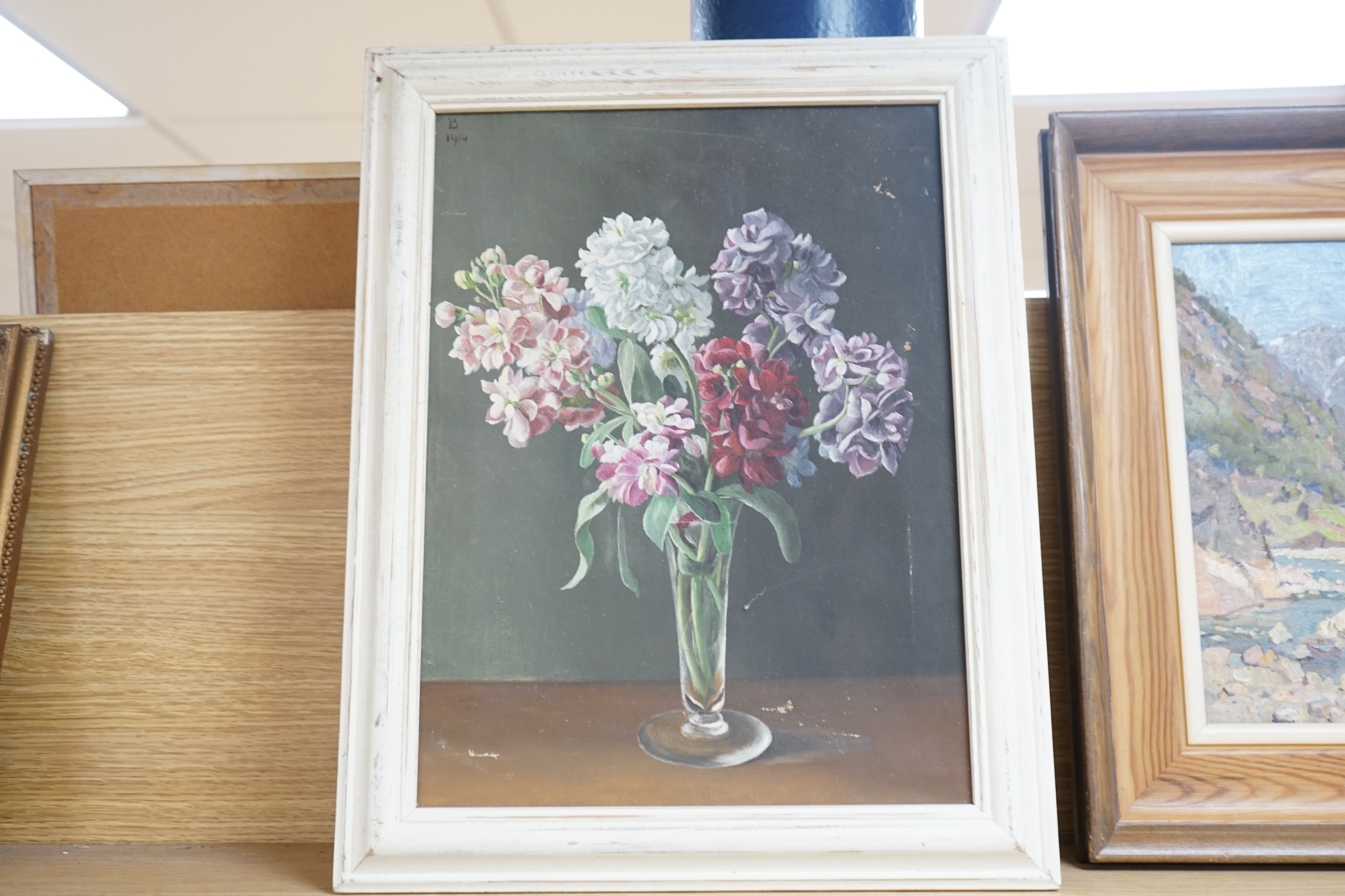 Charles Howson Bennett (1862-1940) oils on canvas, Still life of flowers, ‘Nature Study’, signed and dated 1910, details verso, together with a similar oil, one framed. Condition - poor to fair